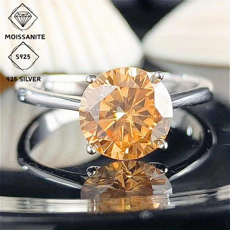 Women's 2/3 Carat Yellow Moissanite Ring, Timeless Design